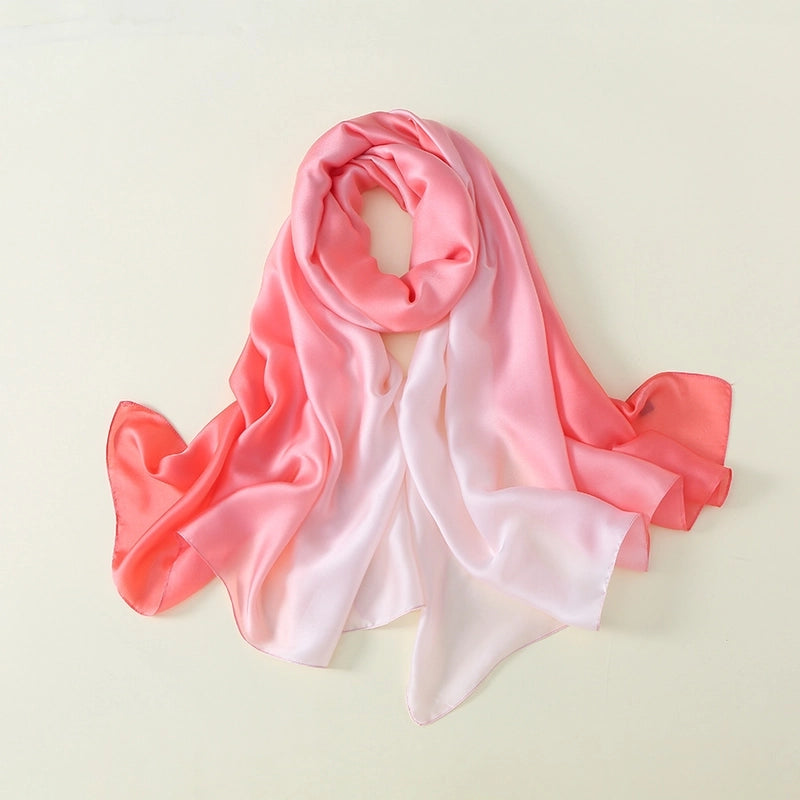 23 New Gradient Color Scarf Transitional Color New Silk Satin Scarf Scarf Elegant Long Women's Shawl Solid Color