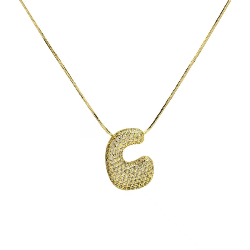 Minimalist Classic Style Letter Copper Plating 18K Gold Plated Pendant Necklace