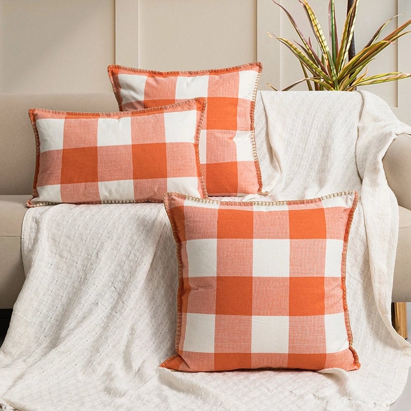 Elegant Minimalist Lattice Imitated Hemp Chenille Pillow Cases