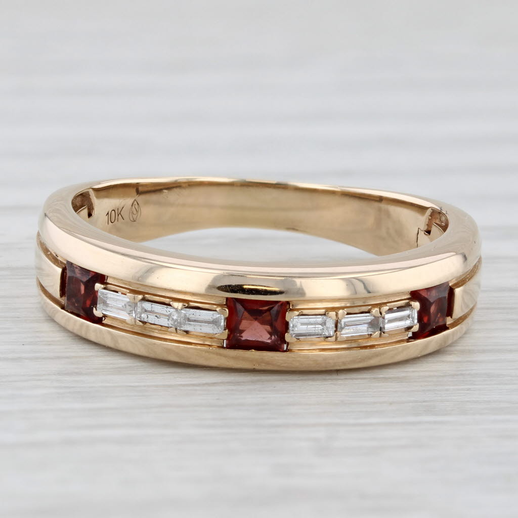 0.50ctw Diamond Garnet Ring 10k Yellow Gold Men's Wedding Band Size 10.75