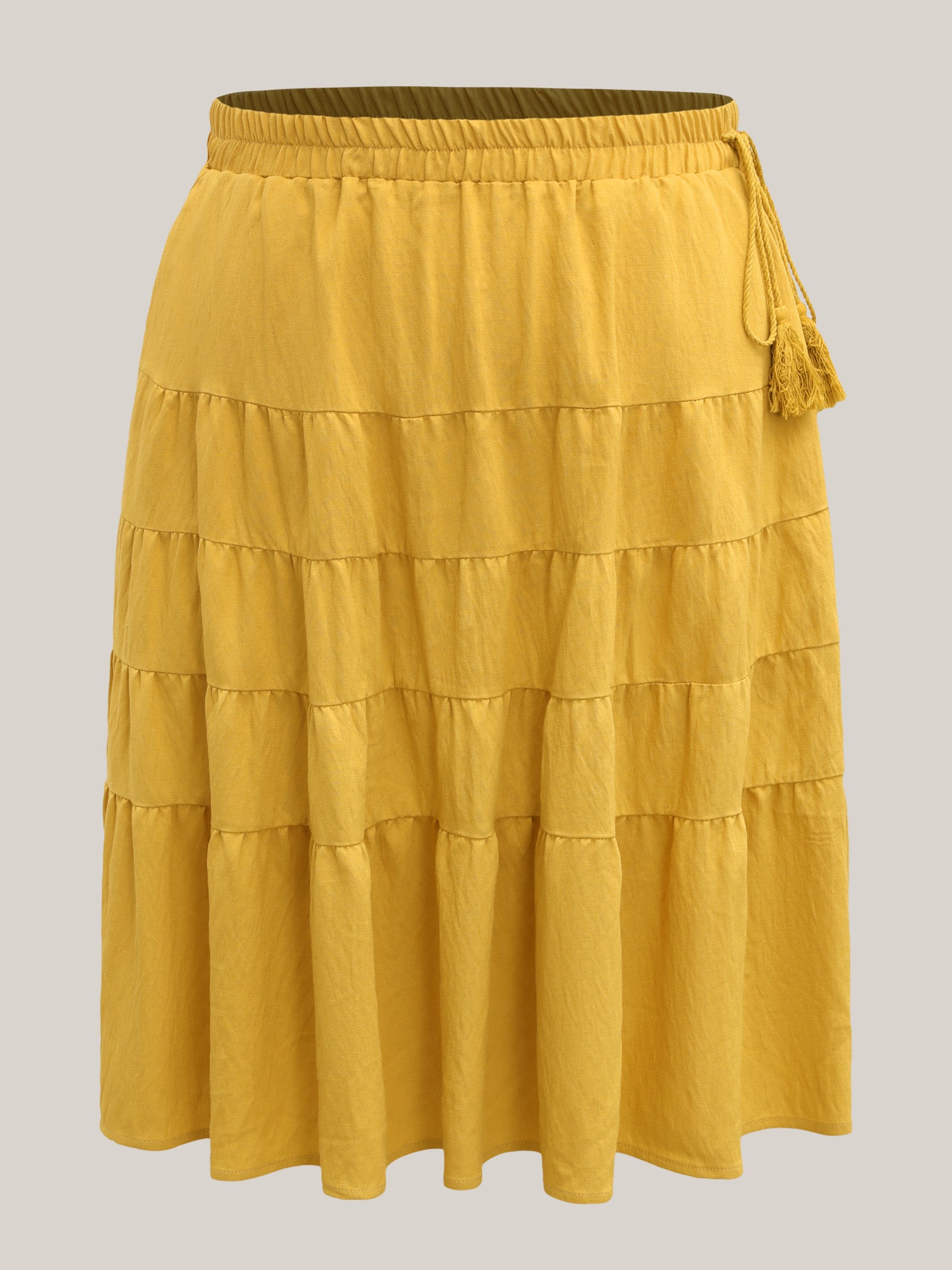 Tassel Tie Tiered Midi Skirt