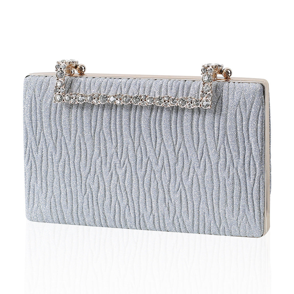 Pleated Diamond Oxford Cloth Evening Clutch