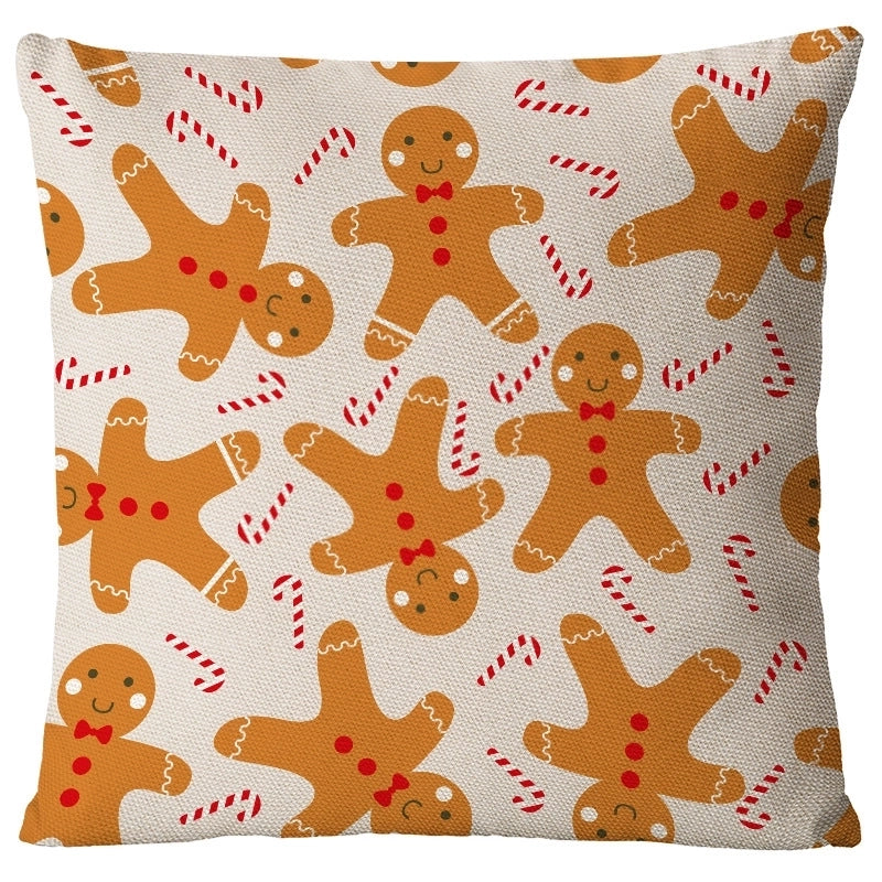Christmas Glam Santa Claus Snowman Linen Pillow Cases Couch & Sofa Decor