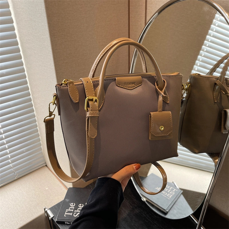 Women's Nylon Solid Color Classic Style Square Zipper Crossbody Bag