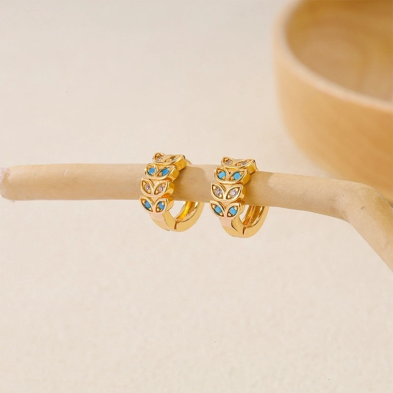 1 Piece IG Style Minimalist Geometric Inlay Copper Zircon Earrings