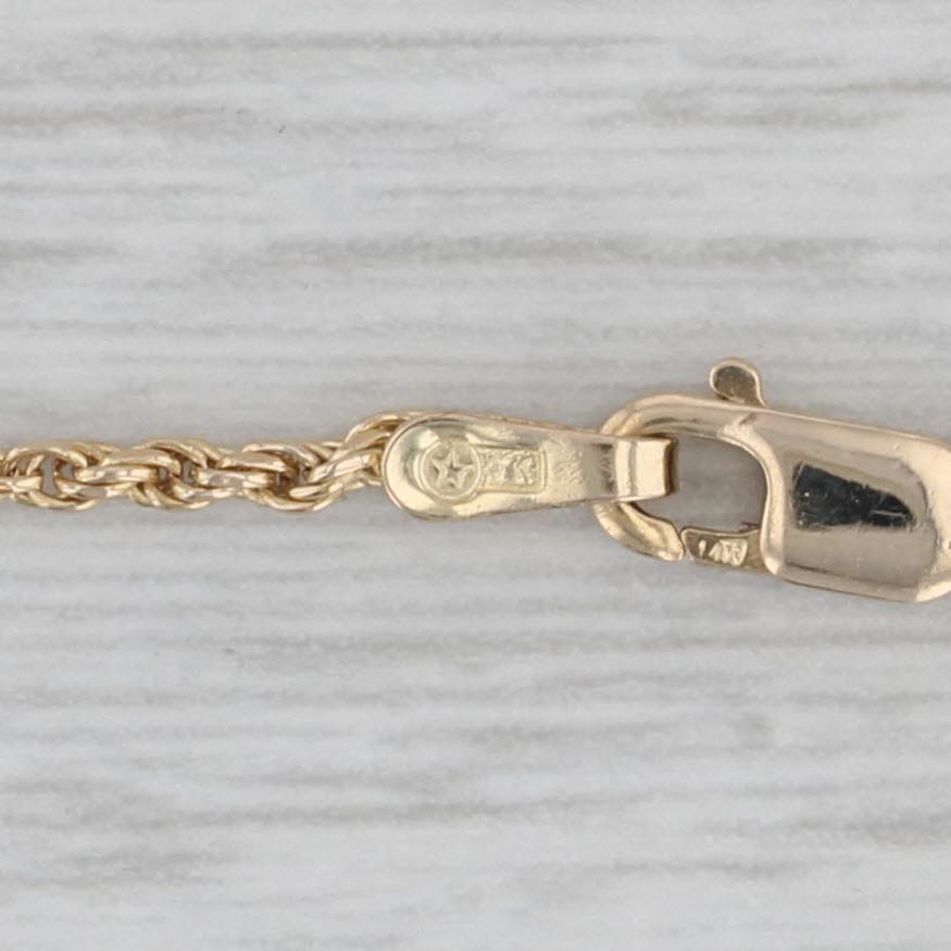 24 1.4mm Rope Chain Necklace 14k Yellow Gold Lobster Clasp