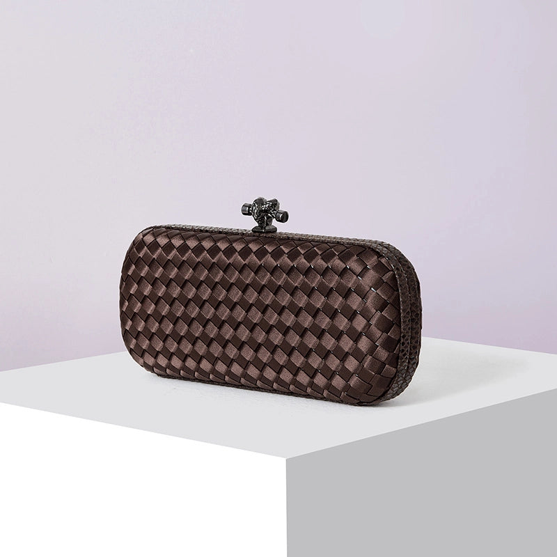 Factory Direct Sales Silk Hand-woven Women's Clutch Crossbody Simple Evening Bag Chain Pouch
