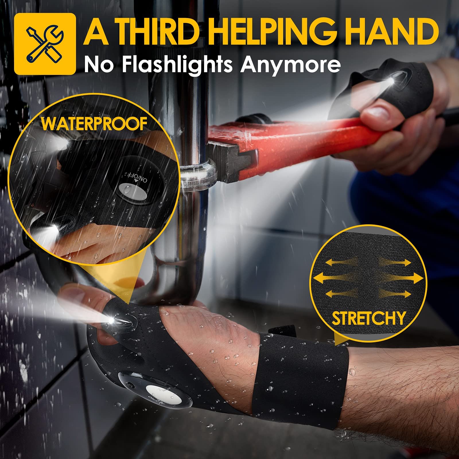LED Flashlight  Gloves - Practical Durable Fingerless Gloves