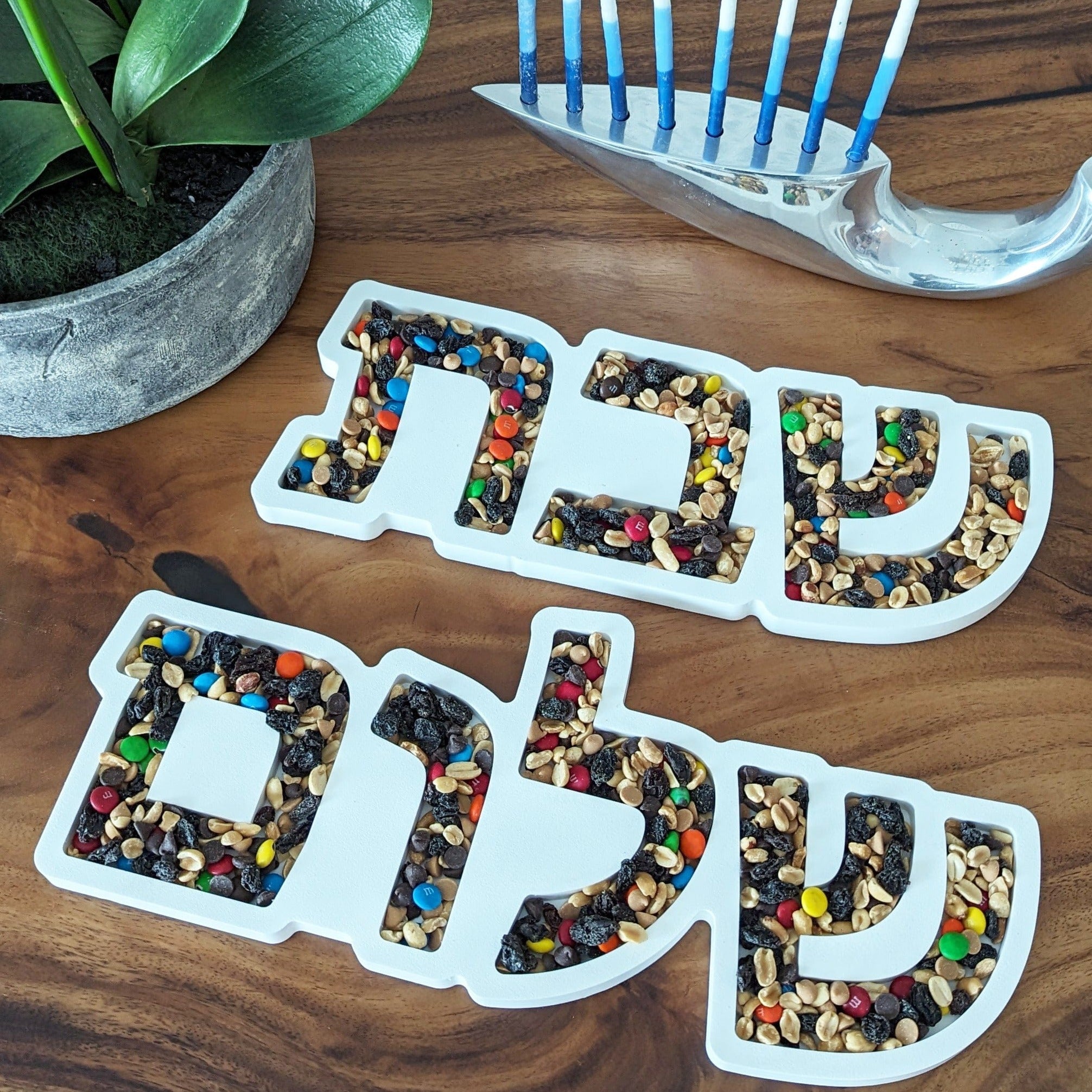 Shabbat Shalom Nut Tray / Candy Tray - White