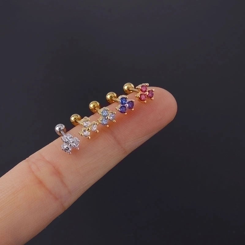 Ear Cartilage Rings & Studs Fashion Geometric Copper Plating Artificial Gemstones