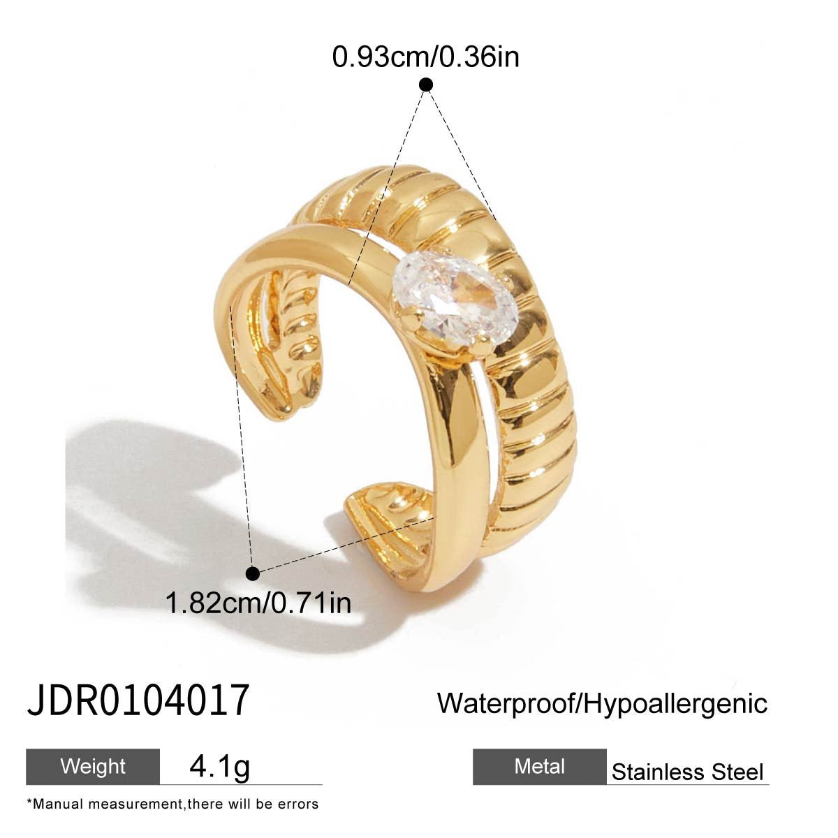 Jie Ding Zircon Ring Titanium Steel Female Ring Stainless Steel Jewelry