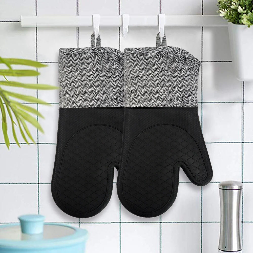 Meita Home High Quality Heat Resistant Kitchen Cooking Oven Mitts Waterproof Silicone Oven Mitt