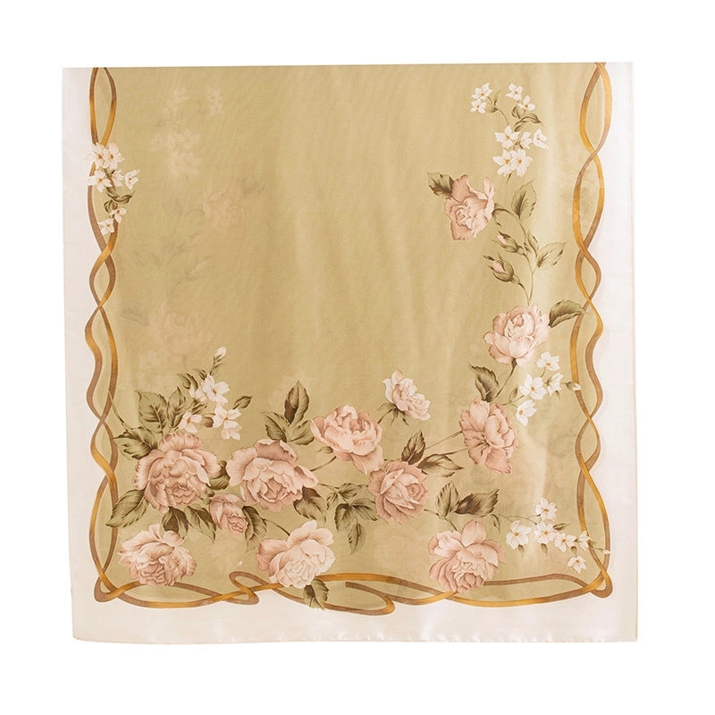 Women's Elegant Leaf Flower Leopard Polyester Silk Scarf