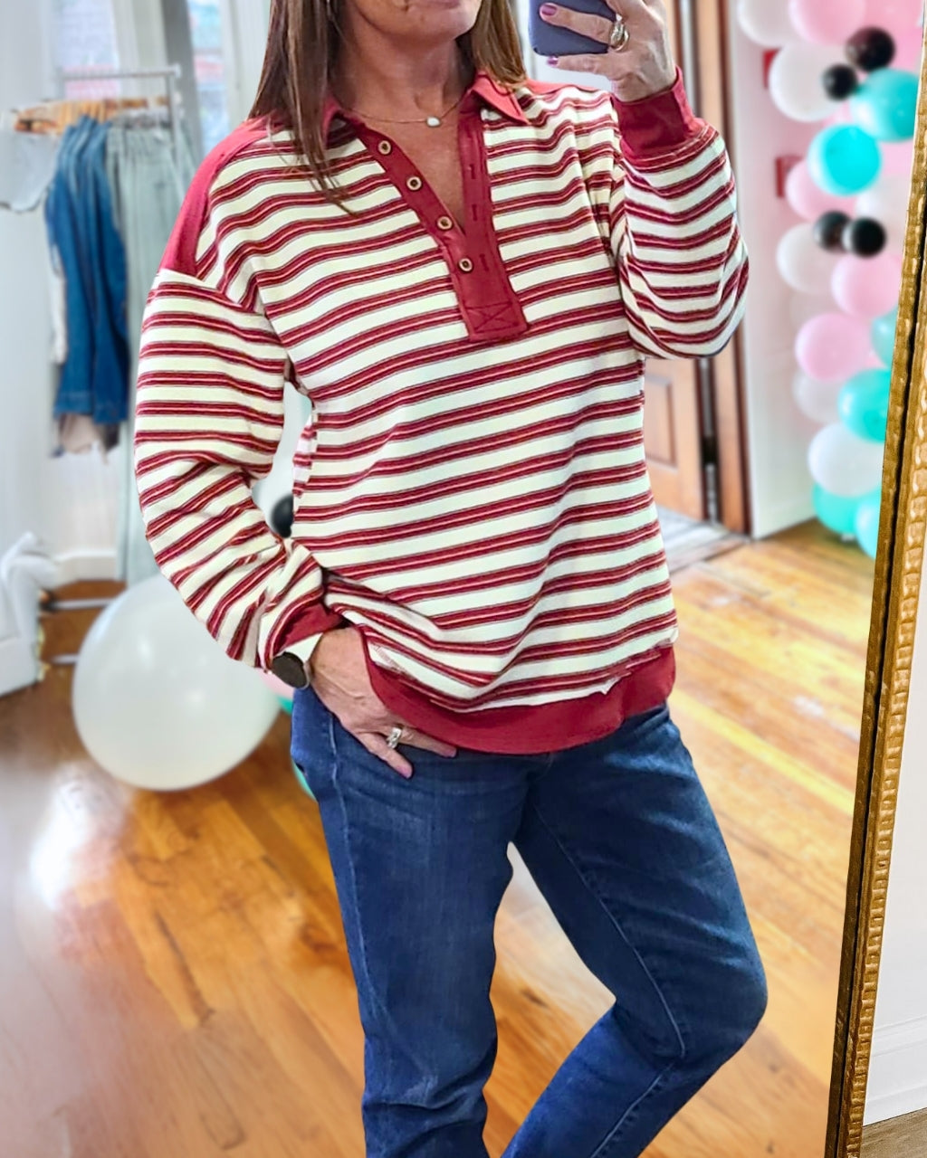 Lara Collar Stripe Pullover