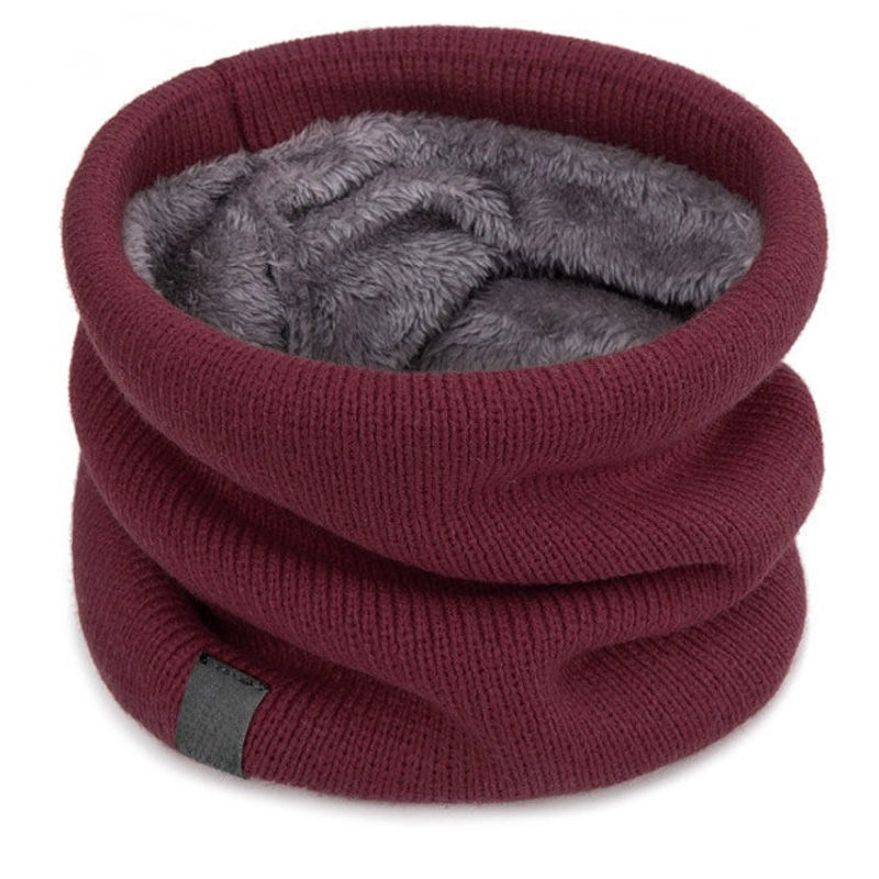Winter Scarf Unisex Fleece-Lined Thickened Sleeve Outdoor Riding Mask Knitted Neck Protection Pullover Scarf