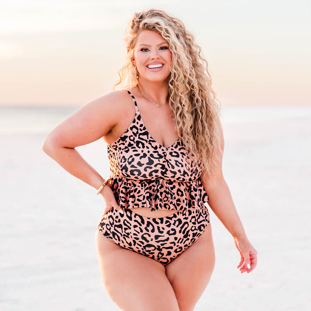 All Summer Long Swim Top. Leopard