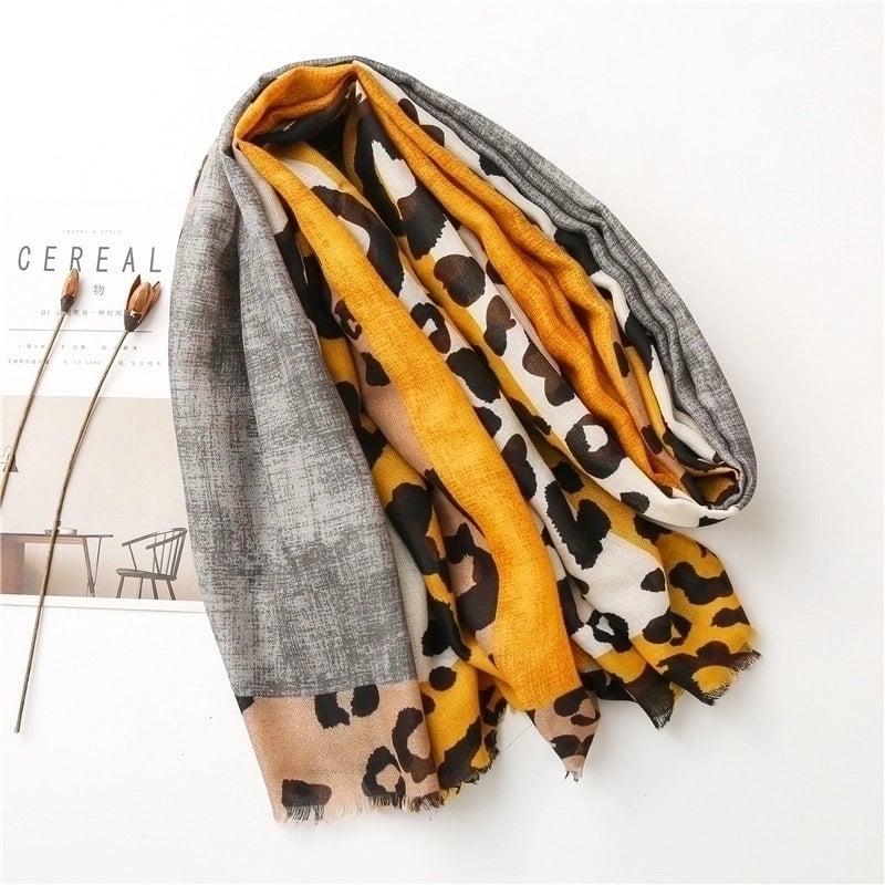 Coffee Color Classic Leopard Scarf
