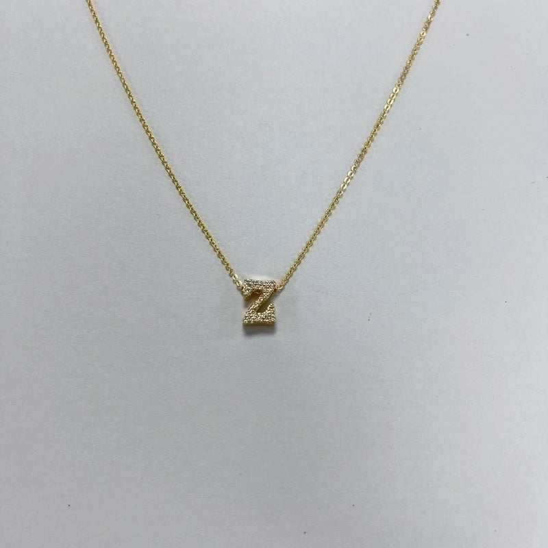 Minimalist Letter Copper Zircon Necklace In Bulk