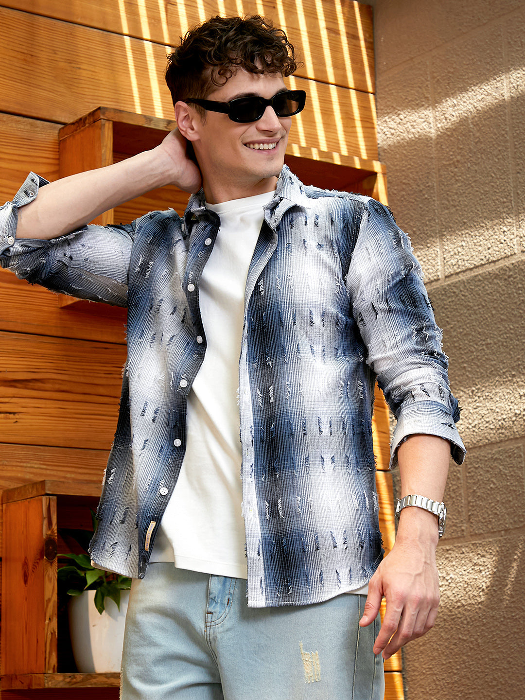 Distressed-Check Shirt