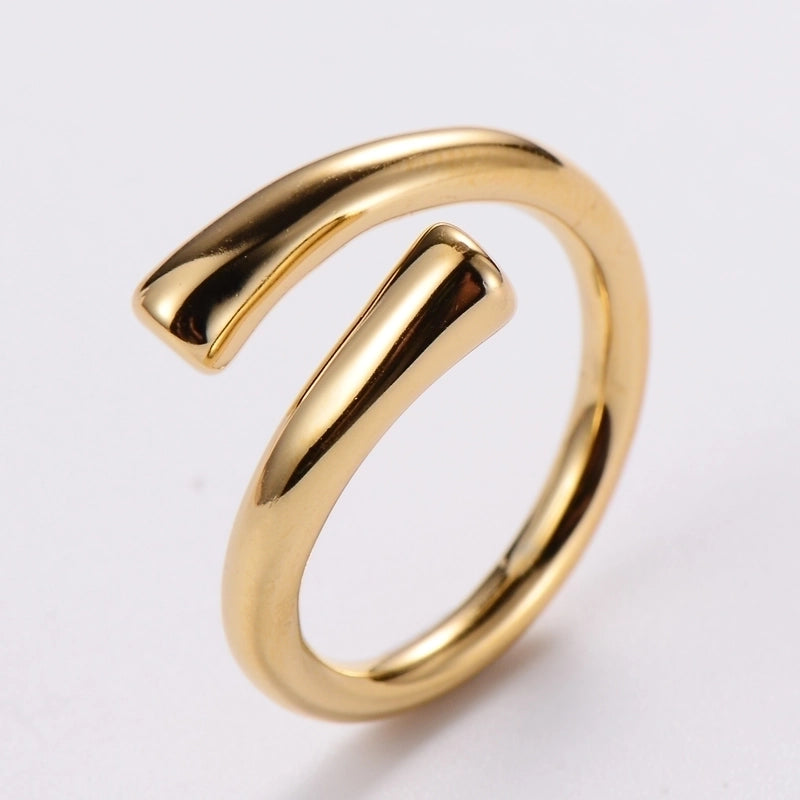 3 Pieces Stainless Steel 18K Gold Plated Fashion Inlay Hand Number Bow Knot Zircon Open Ring