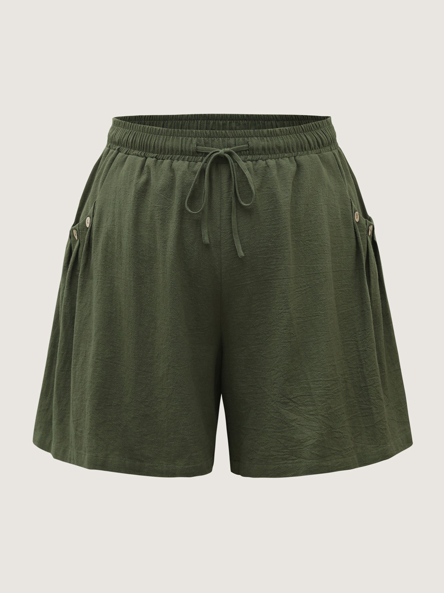 Cotton Drawstring Waist Straight-Leg Shorts