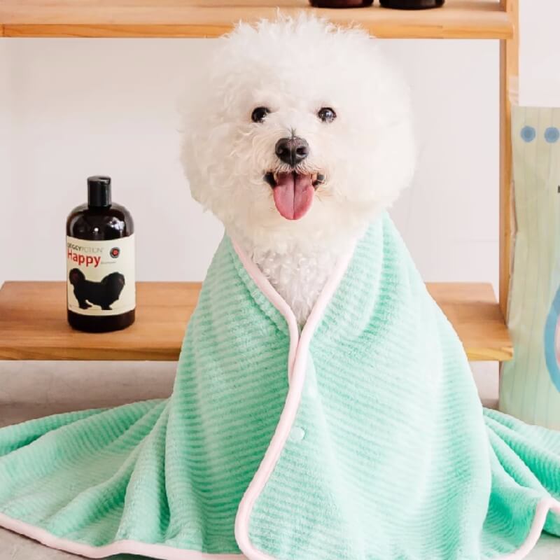 Soft Striped Quick-Dry Absorbent Dog Bathrobe Towel