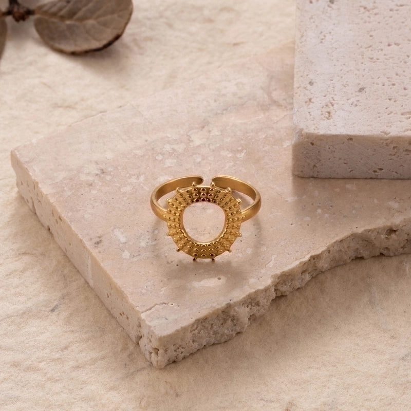 INS Style Minimalist Leaf Solid Color 304 Stainless Steel Plating Hollow Out Open Ring