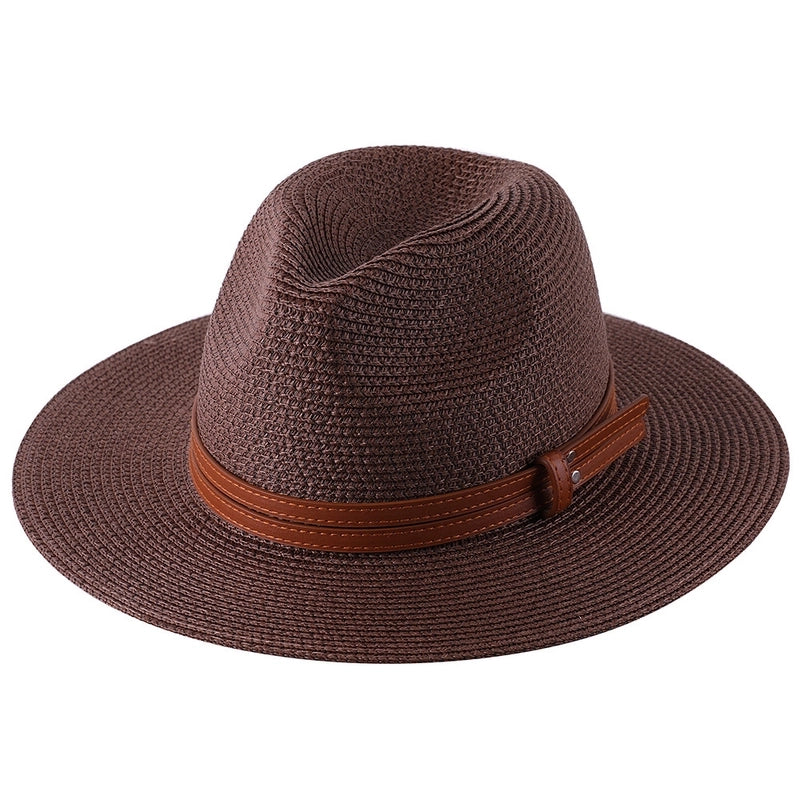 Women's Sun Hat Foldable Panamanian Sunshade Straw Hat Jazz Top Hat Beach Hat Trendy