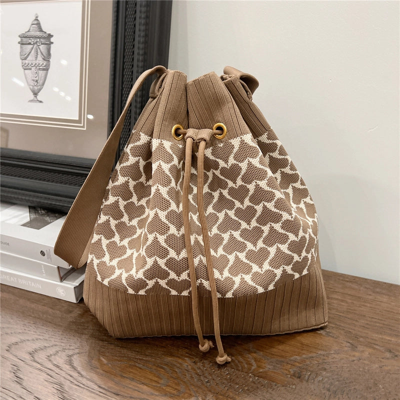 Women's Medium Knit Geometric Vintage Style Classic Style String Tote Bag