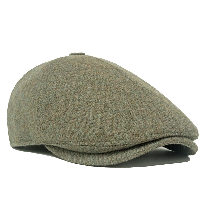 Unisex Retro British Style Solid Color Curved Eaves Beret Hat