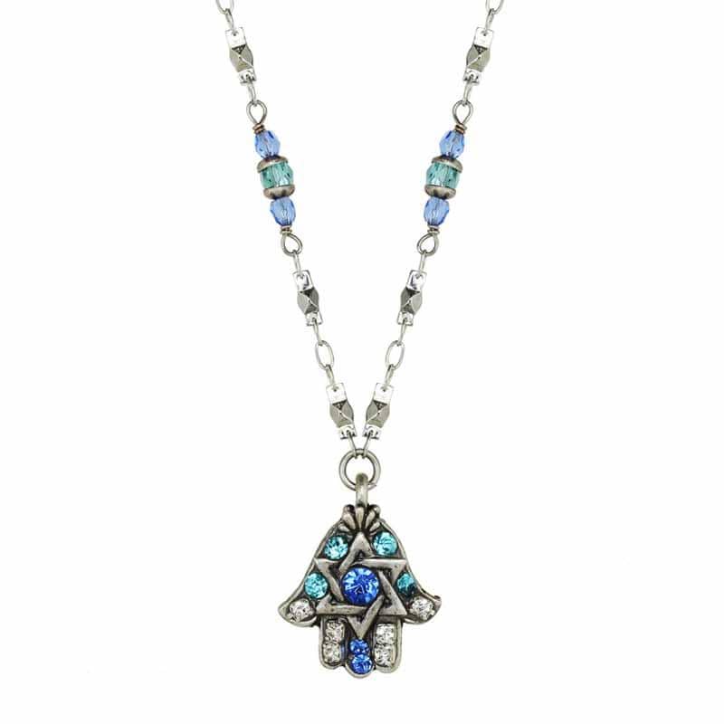 Blue Star of David Hamsa Necklace