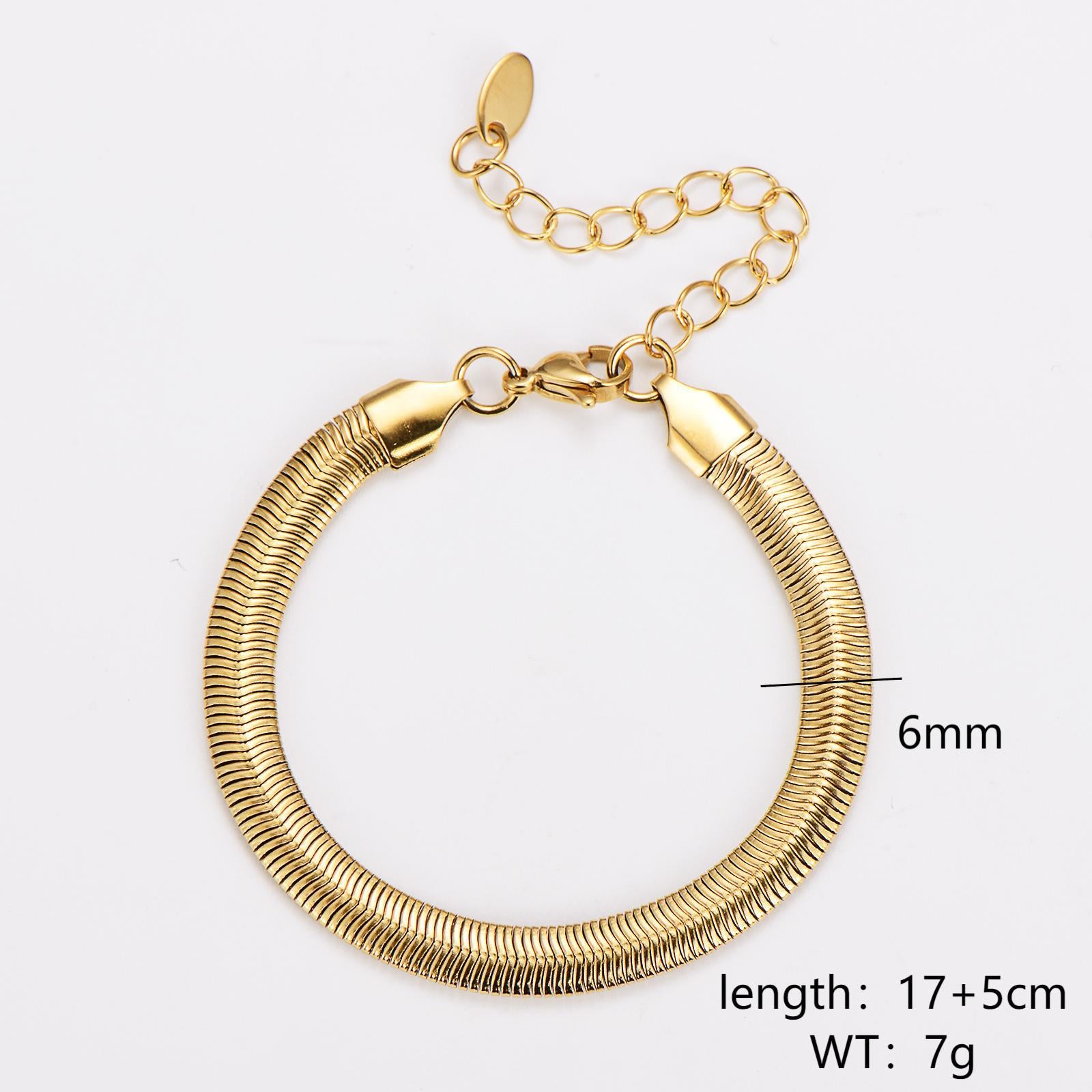 Aml Stainless Steel Snake Bone Chain Bracelet Sweater Trend Niche Simple Cold Flat Snake Chain Hip Hop
