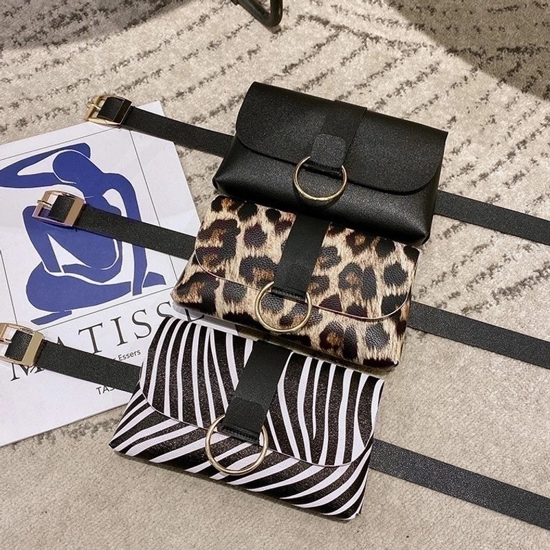 Women's Fashion Leopard Pu Leather Waist Bags