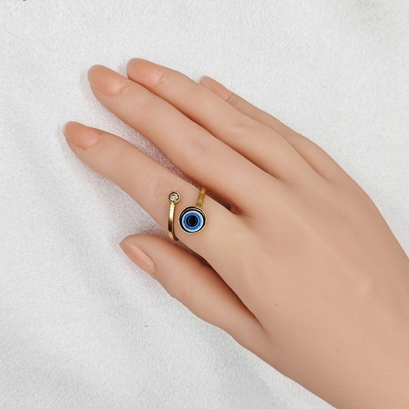 3 Pieces Classic Style Devil's Eye Stainless Steel Plating Gold Plated Open Rings