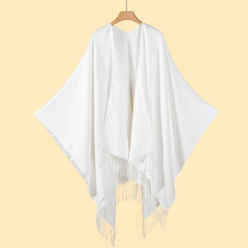 Women's Streetwear Color Block Solid Color Polyester Tassel Shawl