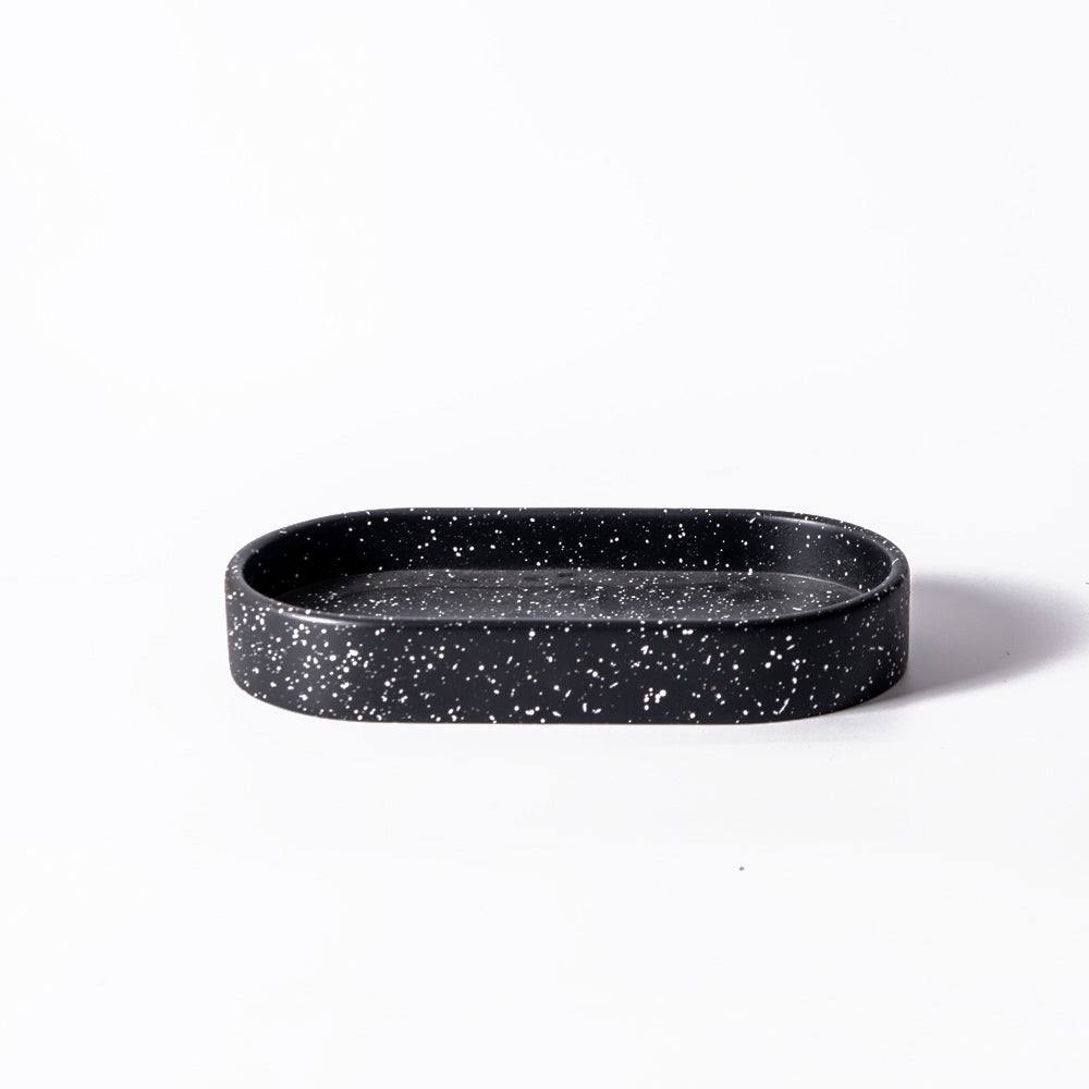 Concrete Oval Valet Tray Medium - Speckled Black