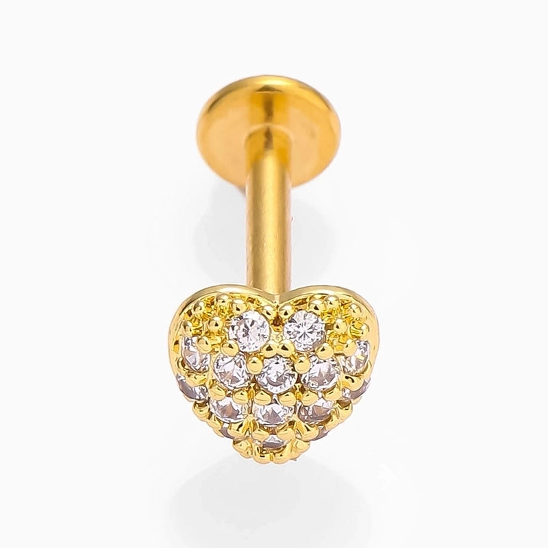 1 Piece Lip Rings Minimalist Commute Leaves Heart Shape Flower 316L Stainless Steel  Inlay Zircon 18K Gold Plated Ear Cartilage Rings & Studs