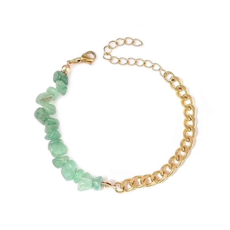 Vacation Color Block 304 Stainless Steel Natural Stone 18K Gold Plated Bracelets In Bulk