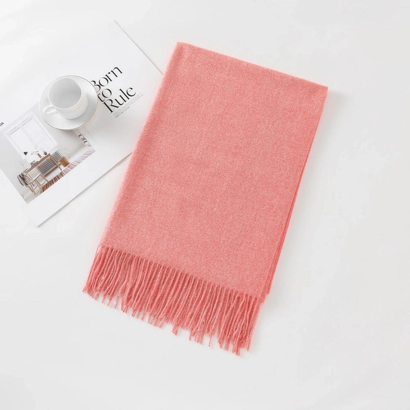 Cashmere Scarf Women Autumn And Winter Solid Color Simple Scarf Sweet Shawl Thick Warm Scarf