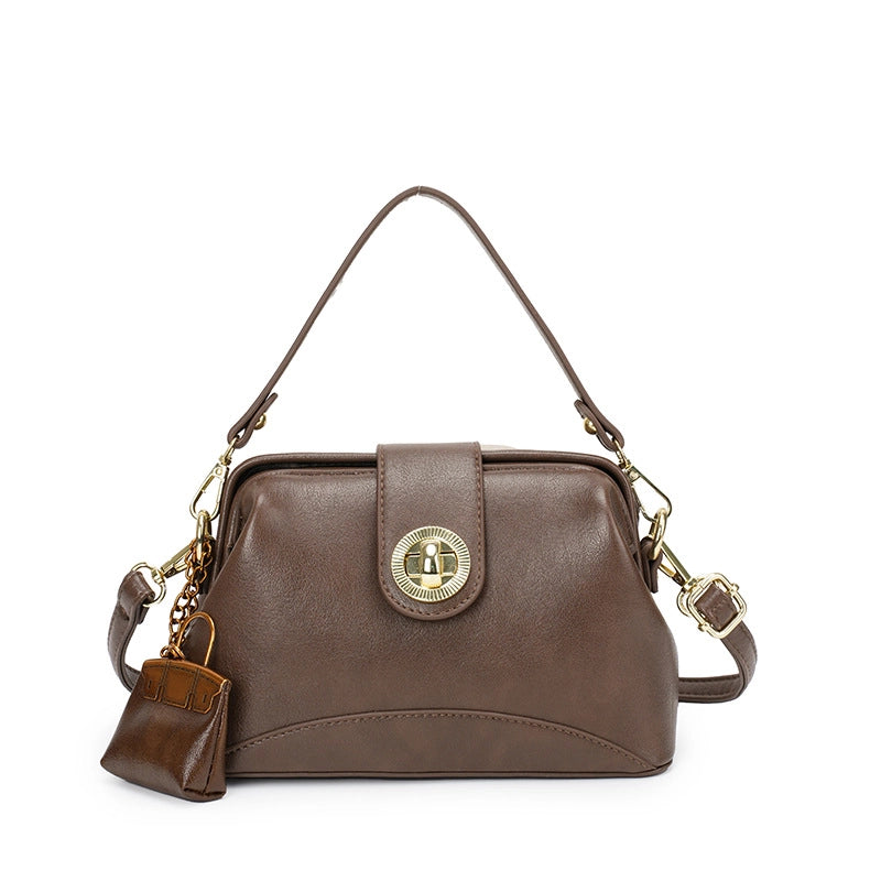 Women's Medium Pu Leather Solid Color Classic Style Streetwear Square Lock Clasp Crossbody Bag
