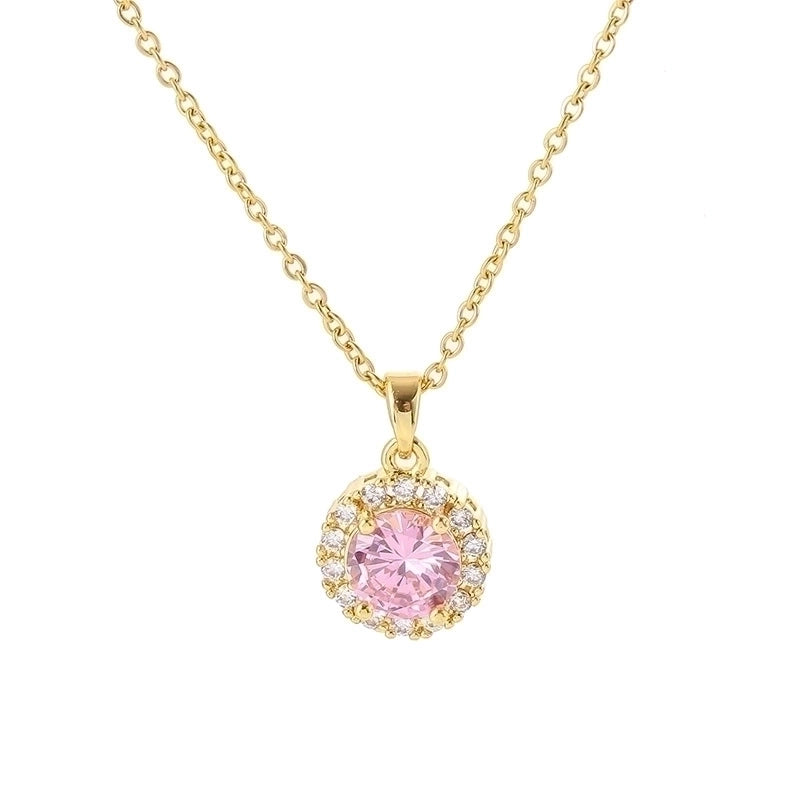 Fashion Round Titanium Steel Inlay Zircon Pendant Necklace