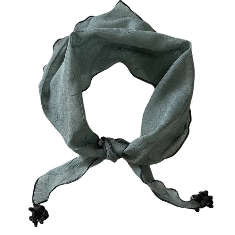 Women's Minimalist Solid Color Polyester Silk Scarf