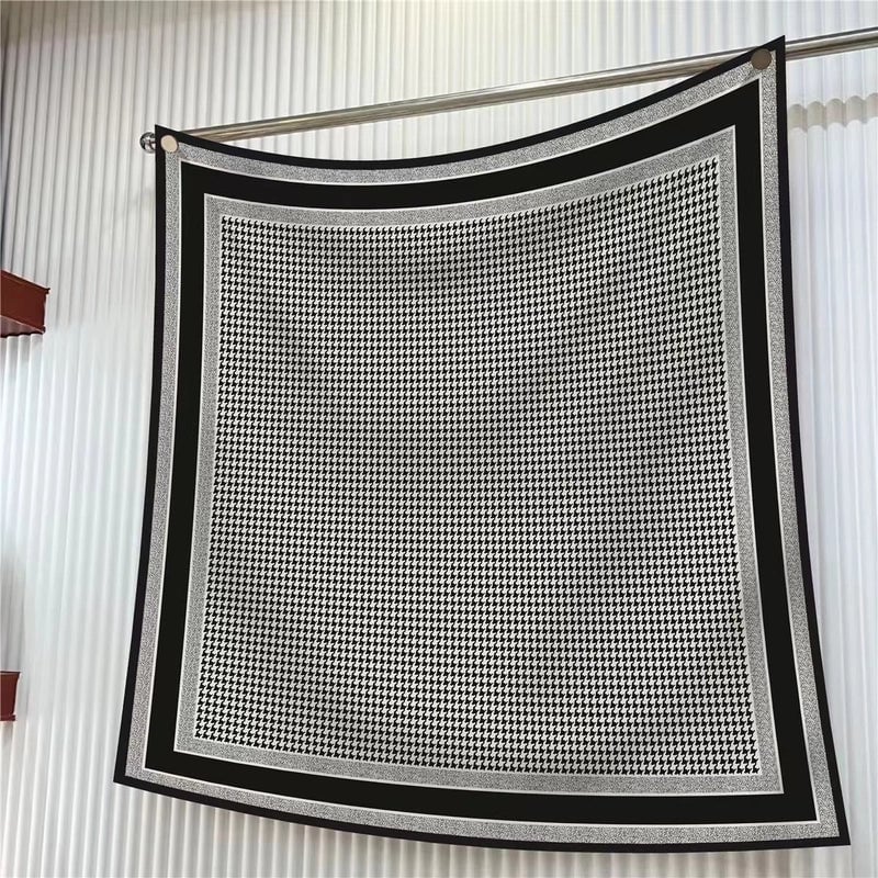 New High Quality Twill Forged Large Square Fashion 90*90cm Printed Silk Scarf Sunscreen Shawl Scarf