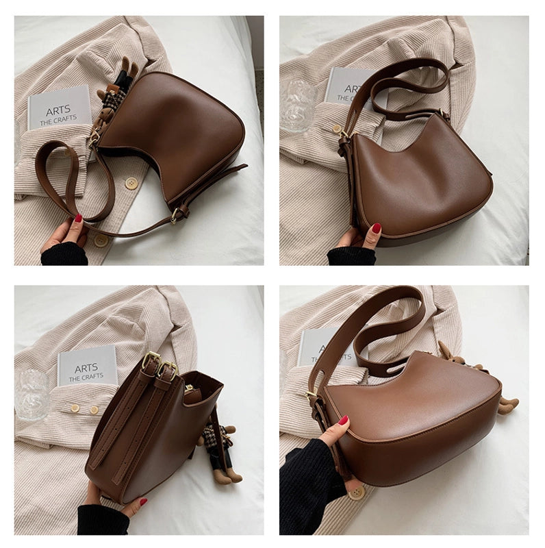 Women's Medium Pu Leather Solid Color Basic Classic Style Zipper Tote Bag