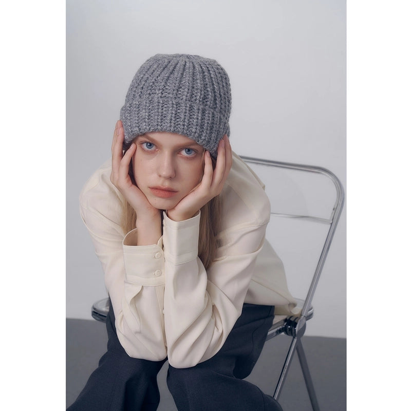 Women's Elegant Basic Solid Color Eaveless Wool Cap