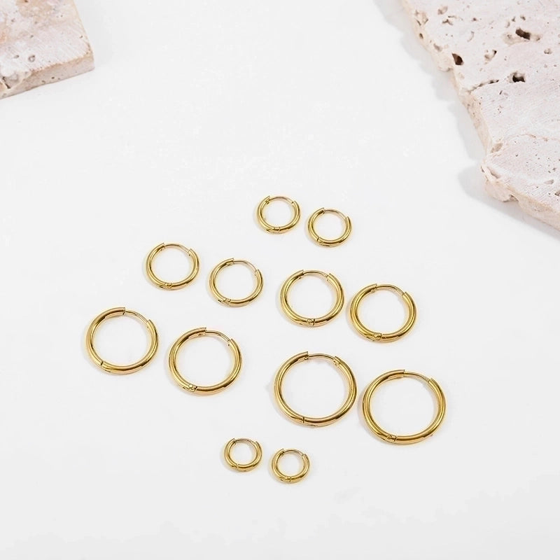 1 Pair Minimalist Solid Color Plating Stainless Steel Hoop Earrings