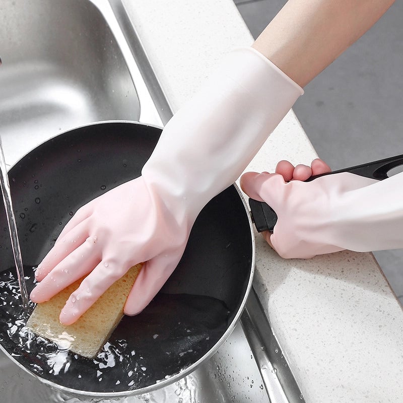 Gradient Waterproof Latex Gloves Women's Thin Laundry Household Cleaning Gloves Durable Kitchen Dishwashing Gloves