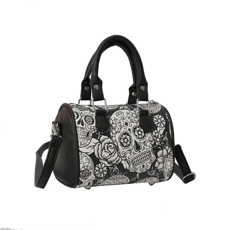 Halloween Women's Medium Pu Leather Skull Elegant Basic Classic Style Zipper Shoulder Bag Handbag Crossbody Bag