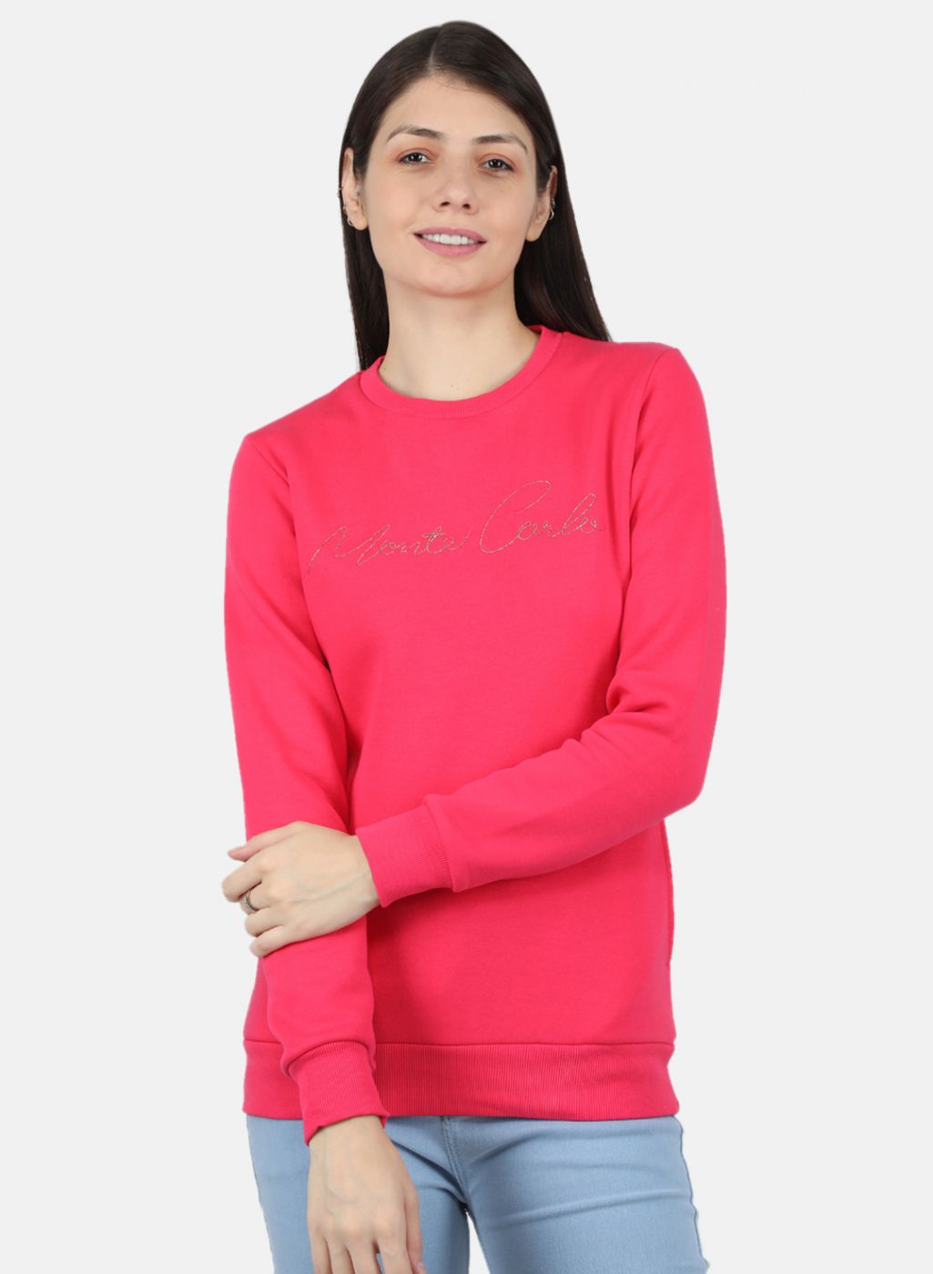 Women Pink Embroidered Sweatshirt