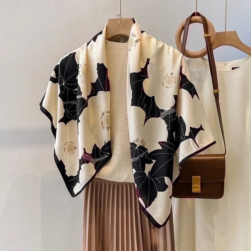 Women's Sweet Minimalist Flower Polyester Silk Scarf